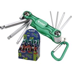 Extol Craft imbuszkulcs készlet, Cr40 gömbfej, színes, TÜV/GS 7db, 1,5-6mm, karabínerrel.