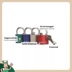 Extol Craft lakat, vas, 3 kulccsal, dobozban 32mm