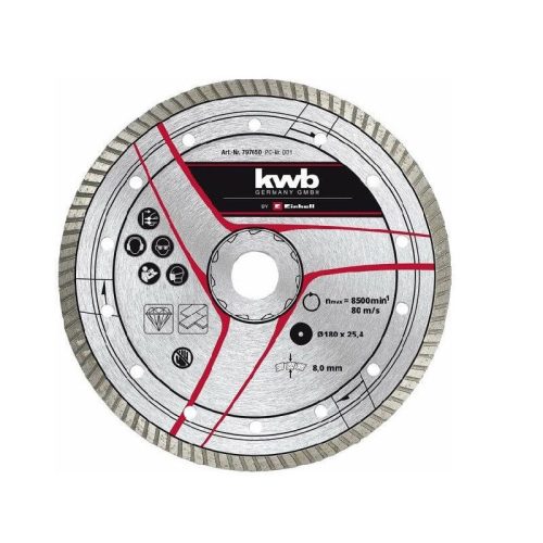 Einhell gyémánt vágókorong 180x25,4x2,6 mm turbo
