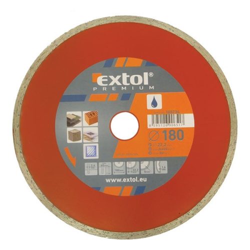   Extol Premium gyémánt vágókorong csempevágáshoz (sima), vizes vágásra 115×1,8×22,2mm
