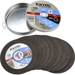 Extol Premium vágókorong 10 db, 125×1×22,2mm, fémdobozban