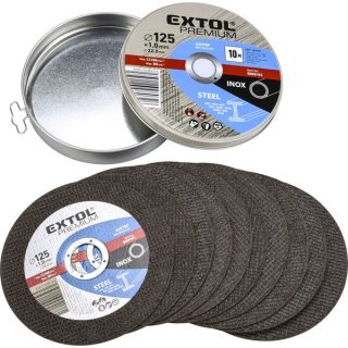   Extol Premium vágókorong 10 db, 125×1×22,2mm, fémdobozban
