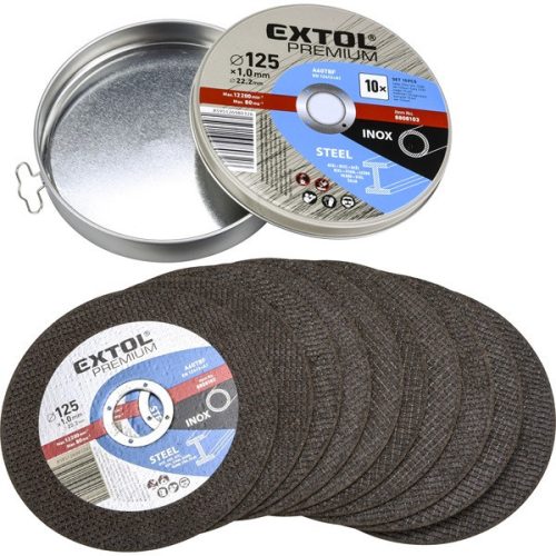   Extol Premium vágókorong 10 db, 125×1×22,2mm, fémdobozban
