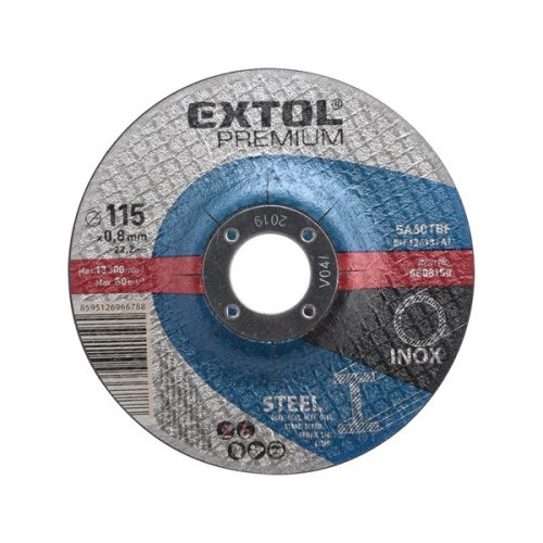   Extol Premium vágókorong, acélhoz/inoxhoz 115×0,8×22,2mm, max 13300 ford/perc
