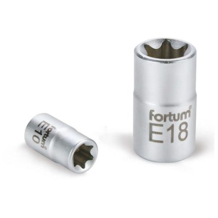 Fortum dugófej, torx, 1/2", 61CrV5 mattkróm, 38mm hosszú; E12 FORTUM
