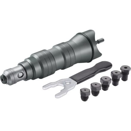 FORTUM adapter klt. fúrógéphez, popszegecsekhez, 2,4-3,2-4,0-4,8 mm-es szegecsekhez; 1/4" hatszög befogás