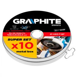 Graphite vágókorong 125x1x22,2 mm 10 részes inox dobozban