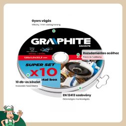 Graphite vágókorong 125x1x22,2 mm 10 részes dobozban