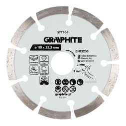 Graphite gyémánt vágókorong, szegmentált, 115 x 22,2 mm, száraz és nedves vágás
