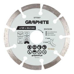 Graphite gyémánt vágókorong, szegmentált, 125 x 22,2 mm, száraz