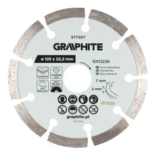   Graphite gyémánt vágókorong, szegmentált, 125 x 22,2 mm, száraz
