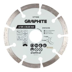 Graphite gyémánt vágókorong, szegmentált, 125 x 22,2 mm, száraz és nedves vágás