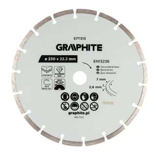   Graphite gyémánt vágókorong, szegmentált, 230 x 22,2 mm, száraz
