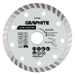 Graphite turbó gyémánt vágókorong, 115 x 22,22 mm, száraz és nedves vágásra