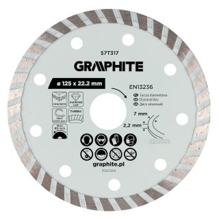   Graphite turbó gyémánt vágókorong, 125 x 22,22 mm, száraz
