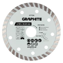 Graphite turbó gyémánt vágókorong, 125 x 22,22 mm, száraz és nedves vágás