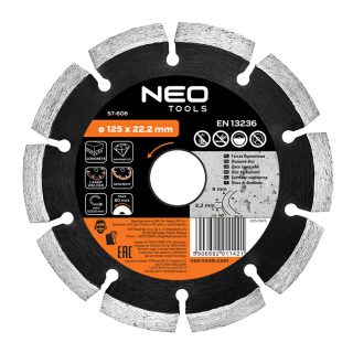 Neo gyémánt vágókorong 125x22,2x2,2 mm, szegmenses

