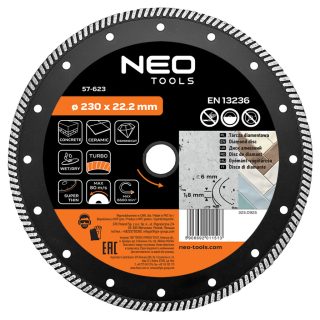 Neo gyémánt vágókorong 230x22,2x1,8 mm, turbo
