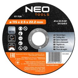 Neo vágókorong 115x2,5x22,2 mm, fémhez