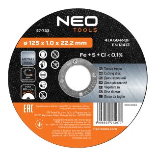 Neo vágókorong 125x1x22,2 mm, inox
