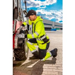 Neo jól láthatósági munkakabát, sárga, kapucnival, S