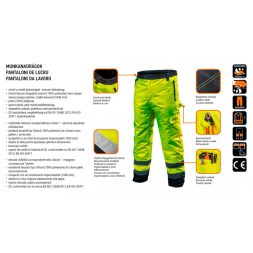 Neo jól láthatósági munkanadrág, szigetelt, sárga