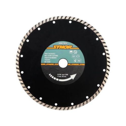 Sthor gyémánt vágókorong, turbo 230x7,5x2,6x22,2x1,8 mm
