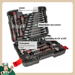 Top Tools szerszámkészlet 1/4", 3/8", 73 részes