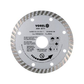 Vorel gyémántvágó korong 115 mm, turbo
