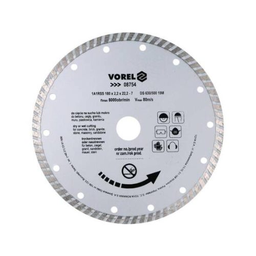 Vorel Gyémántvágó korong 180 mm, turbo
