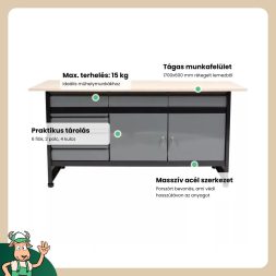 Vorel műhelyasztal 1700x600x840 mm