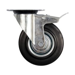 Vorel ipari kerék forgó, fékkel 75 mm 40 kg fekete