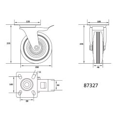 Vorel ipari kerék forgó, fékkel 200 mm 150 kg fekete