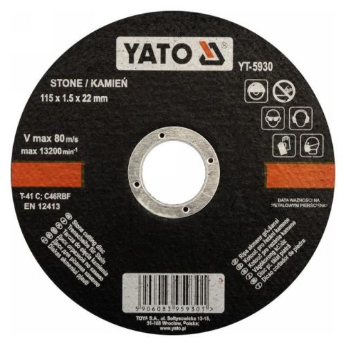 Yato vágókorong kőre 115 x 1,5 x 22 mm
