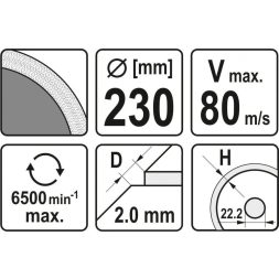 Yato gyémánt vágókorong 230 x2,0 x 10 x 22,2 mm folytonos