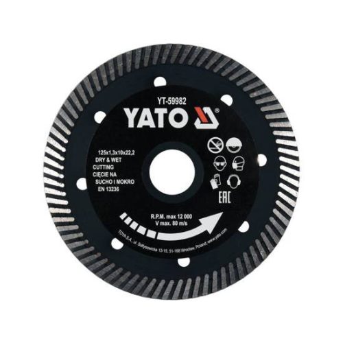 Yato gyémánt vágókorong 125 x 1,3 x 10 x 22,2 mm turbó
