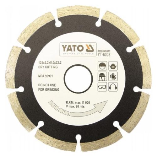   Yato gyémánt vágókorong 115 x 2,1 x 8,0 x 22,2 mm szegmentált
