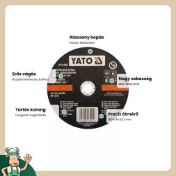 Yato vágókorong fémre 180 x 1,5 x 22,2 mm inox